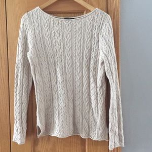 Fitted oatmeal cable knit Ralph Lauren sweater